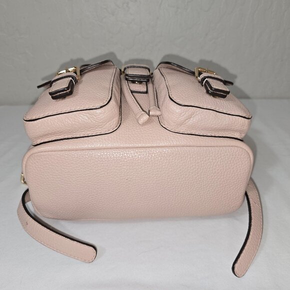 Michael Kors Susie Blush Pink Pebble Grain Leather Drawstring Flap Backpack - Picture 13 of 15